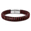 Bracelet Homme cuir et Acier inoxydable LOTUS noir et rouge