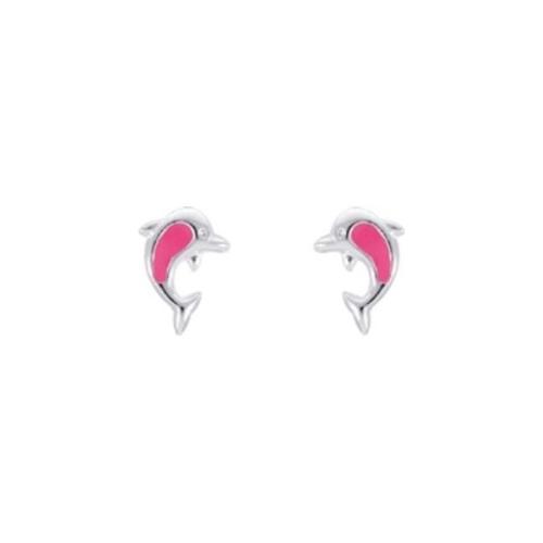 Boucles d'oreilles en argent dauphins roses