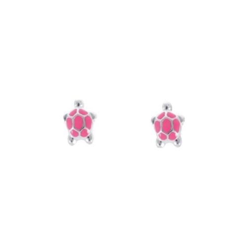 Boucles d'oreilles tortues roses en argent