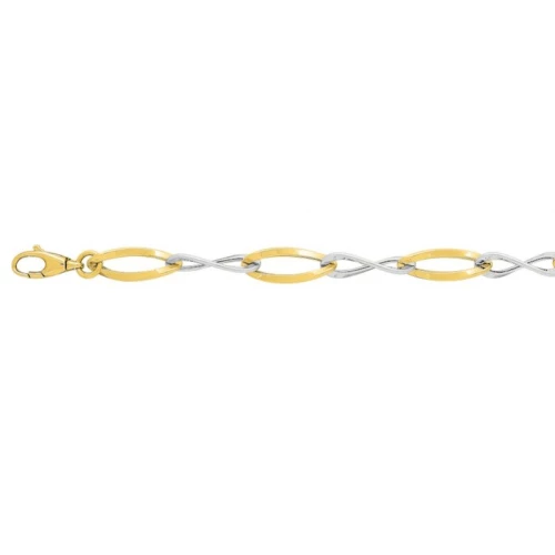 Bracelet en or jaune et or blanc 18 cm