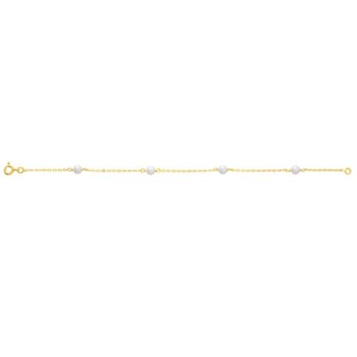 Bracelet or jaune et perle d'eau douce 18cm