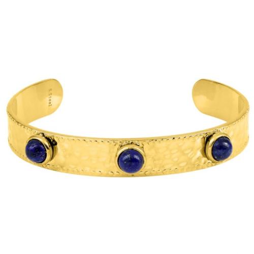 Bracelet Acier Doré Agate bleue synthétique