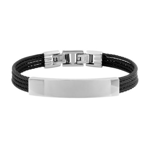 Bracelet rigide bicolore noir Acier