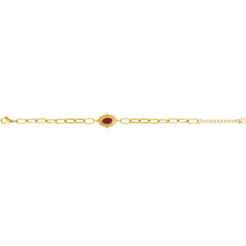 Bracelet Acier doré Turquoise rouge synthétique