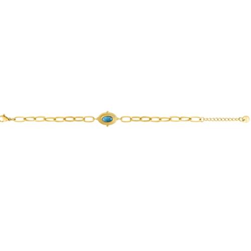 Bracelet Acier Doré Turquoise synthétique