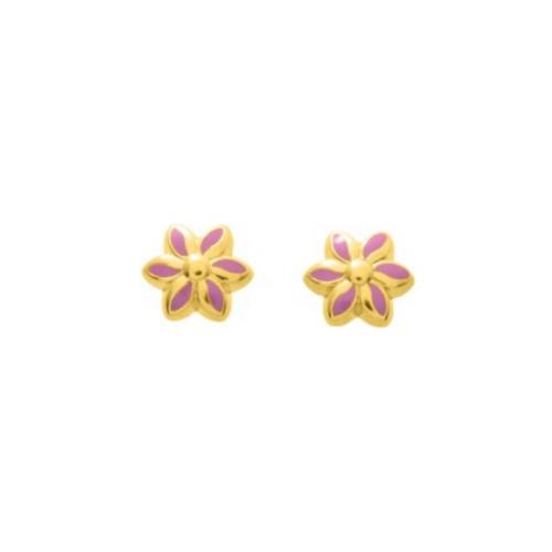 Boucles d'oreilles en or jaune fleur vis