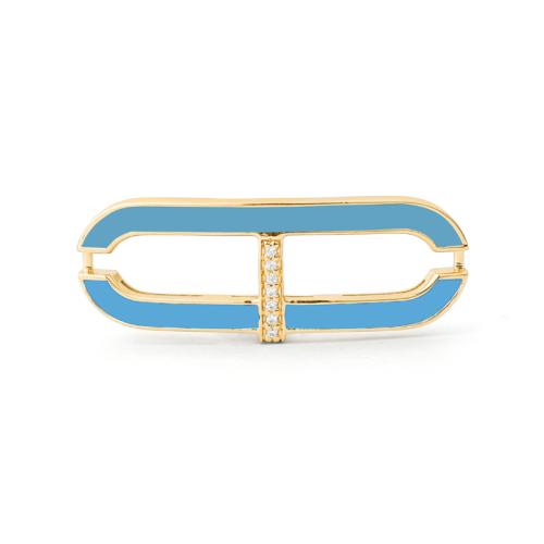 Boucle Or jaune émail bleue et Diamants pour bracelet CORAL REEF
