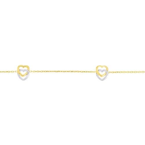 Bracelet Femme cœur Or jaune et blanc