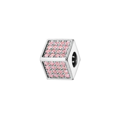 Charm Femme Argent cube oxydes roses THABORA