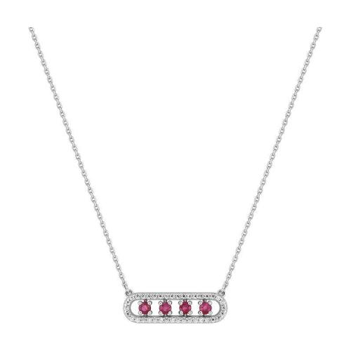 Collier Femme Or blanc Rubis et oxydes