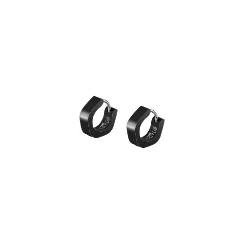 Boucles d'oreilles créoles Lotus Men'S Earrings en acier inoxydable PVD noir