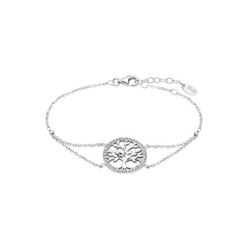 Bracelet Lotus Silver Tree Of Life en argent et strass